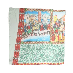 Multicolor Silk Printed Square Foulard Scarf