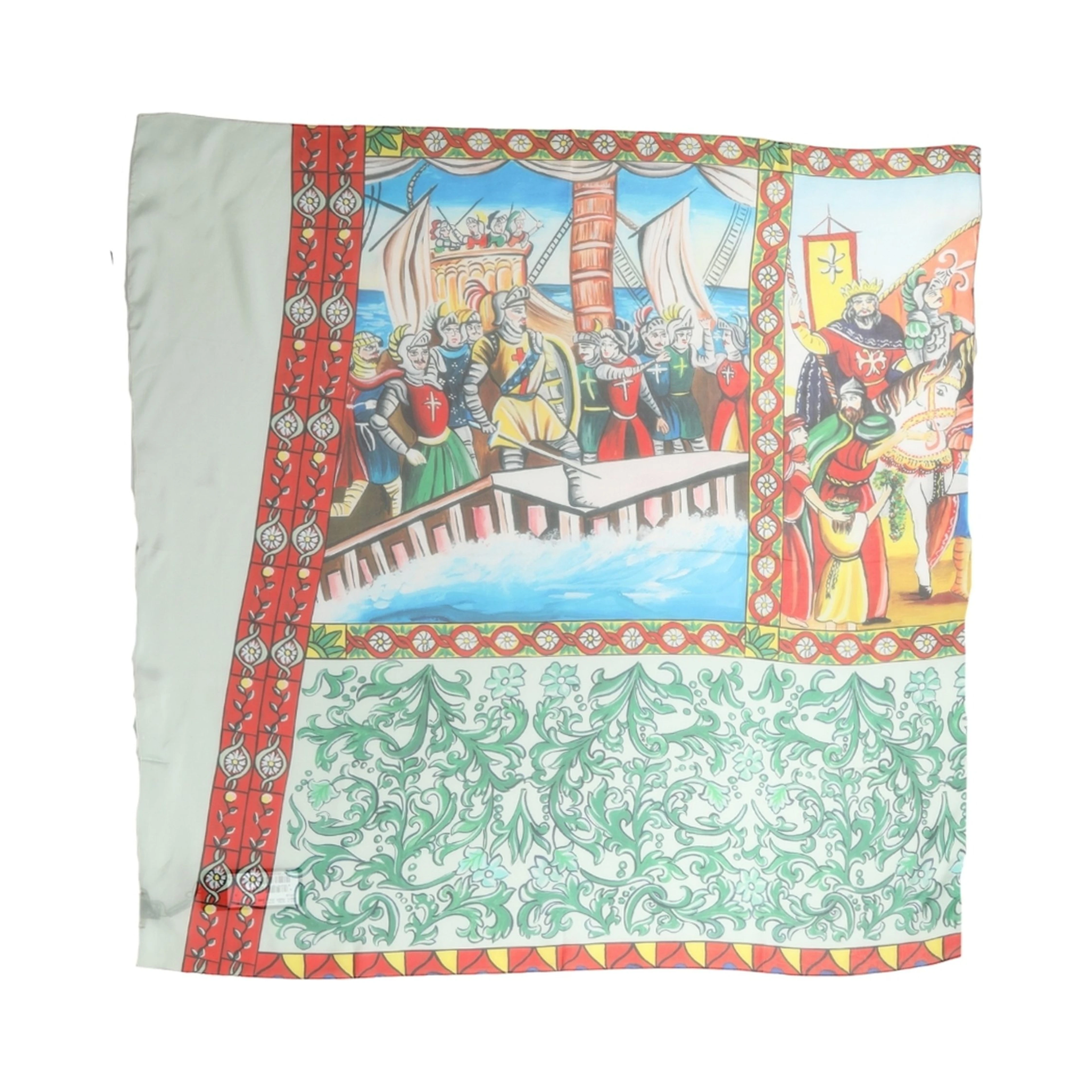 Multicolor Silk Printed Square Foulard Scarf