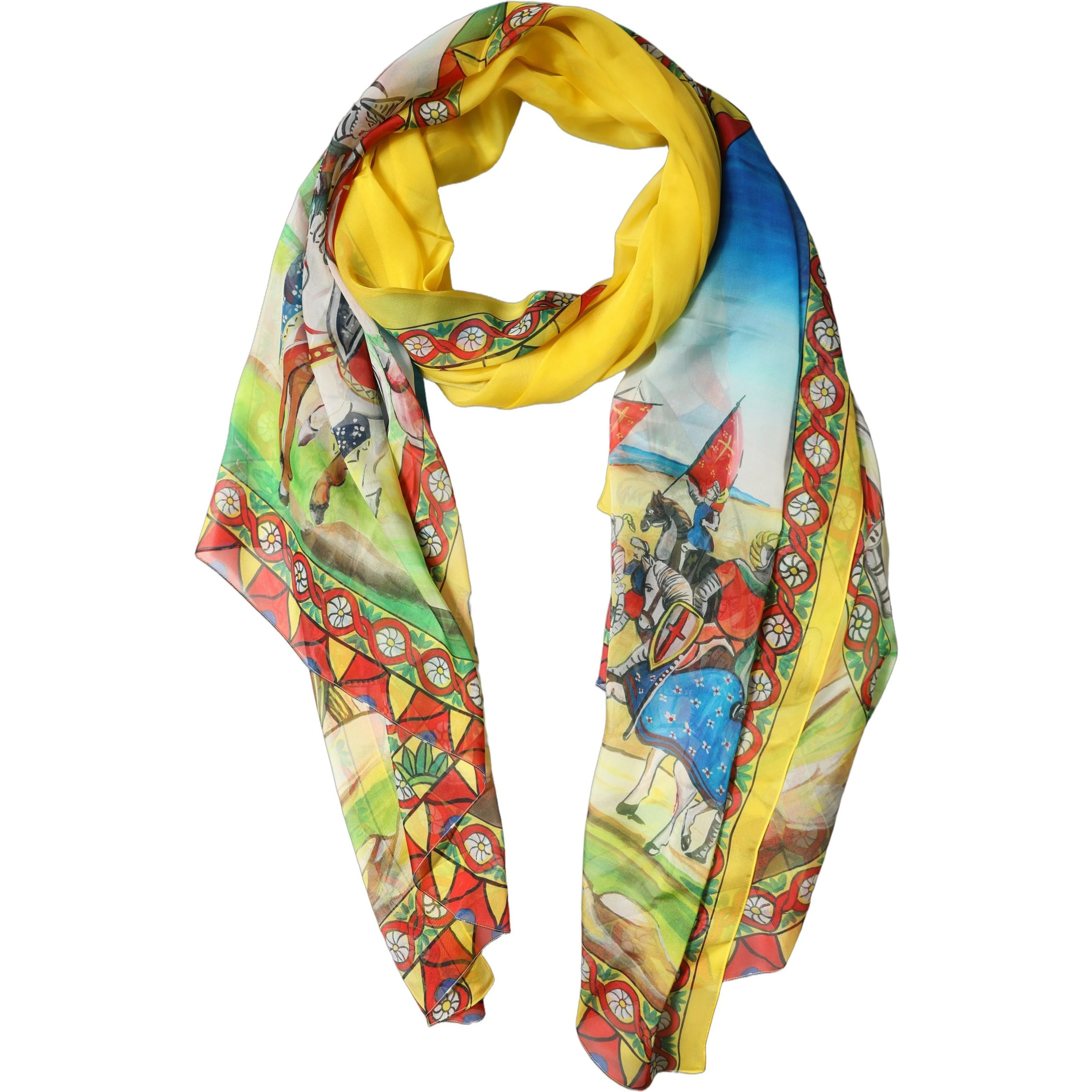 Multicolor Silk Printed Shawl Stole Scarf