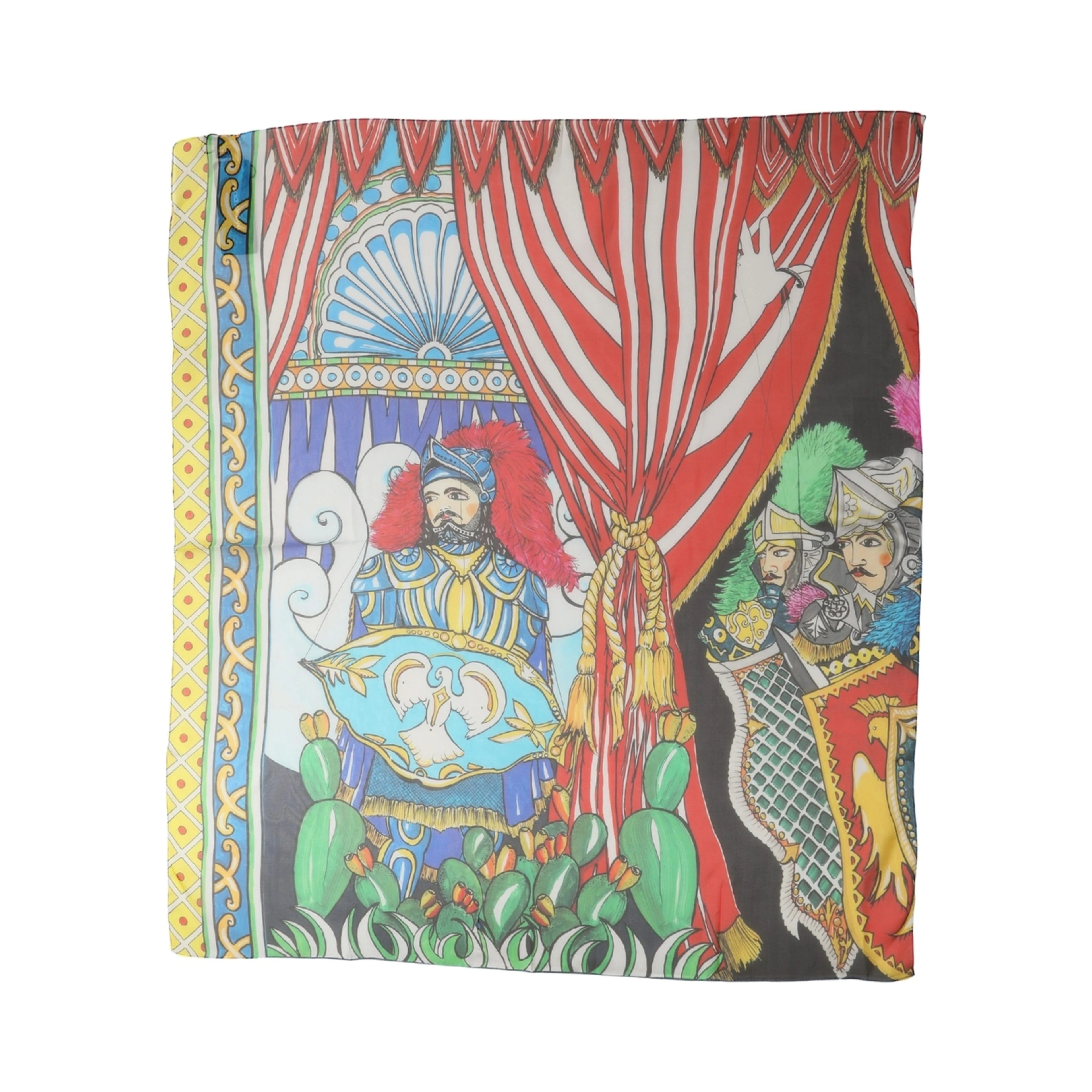 Multicolor Silk Printed Square Foulard Scarf