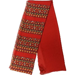 Red Silk Geometric Print Shawl Stole Scarf