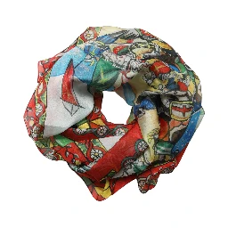Multicolor Silk Printed Foulard Scarf