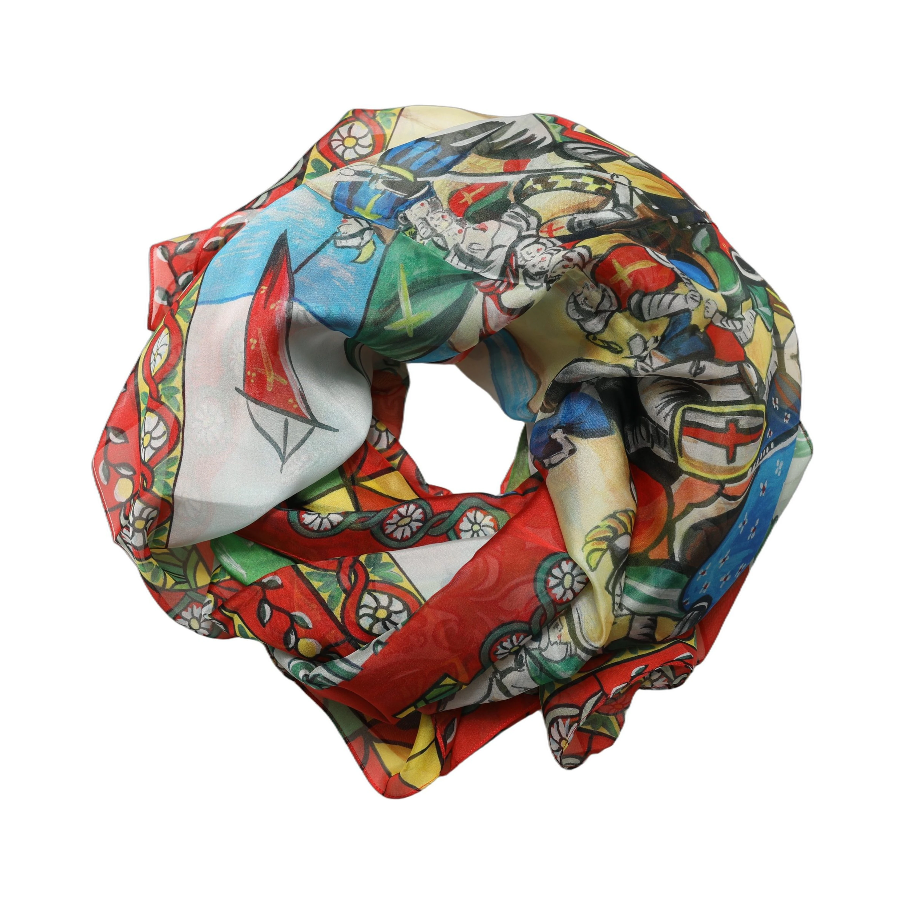 Multicolor Silk Printed Foulard Scarf