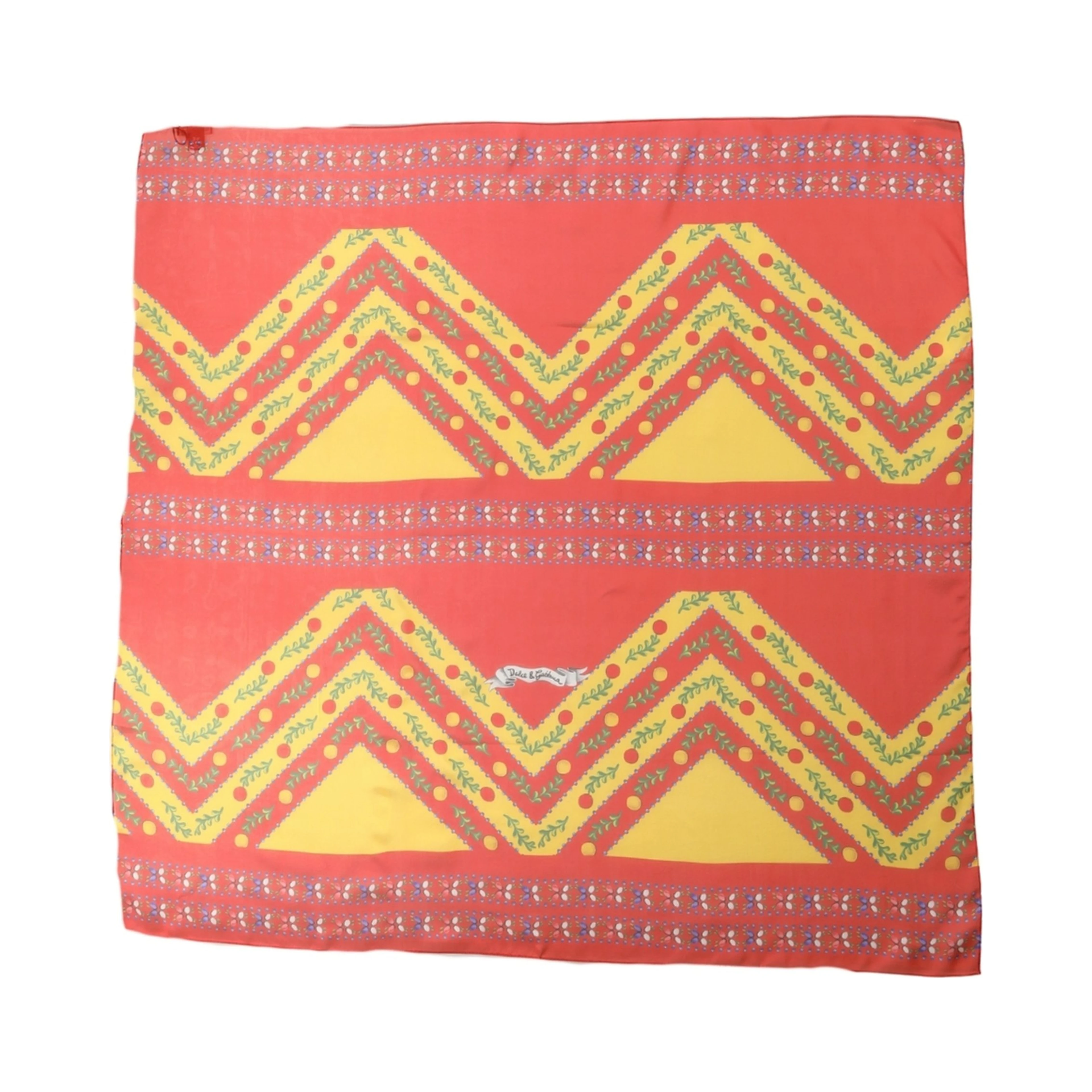 Multicolor Silk Geometric Square Foulard Scarf
