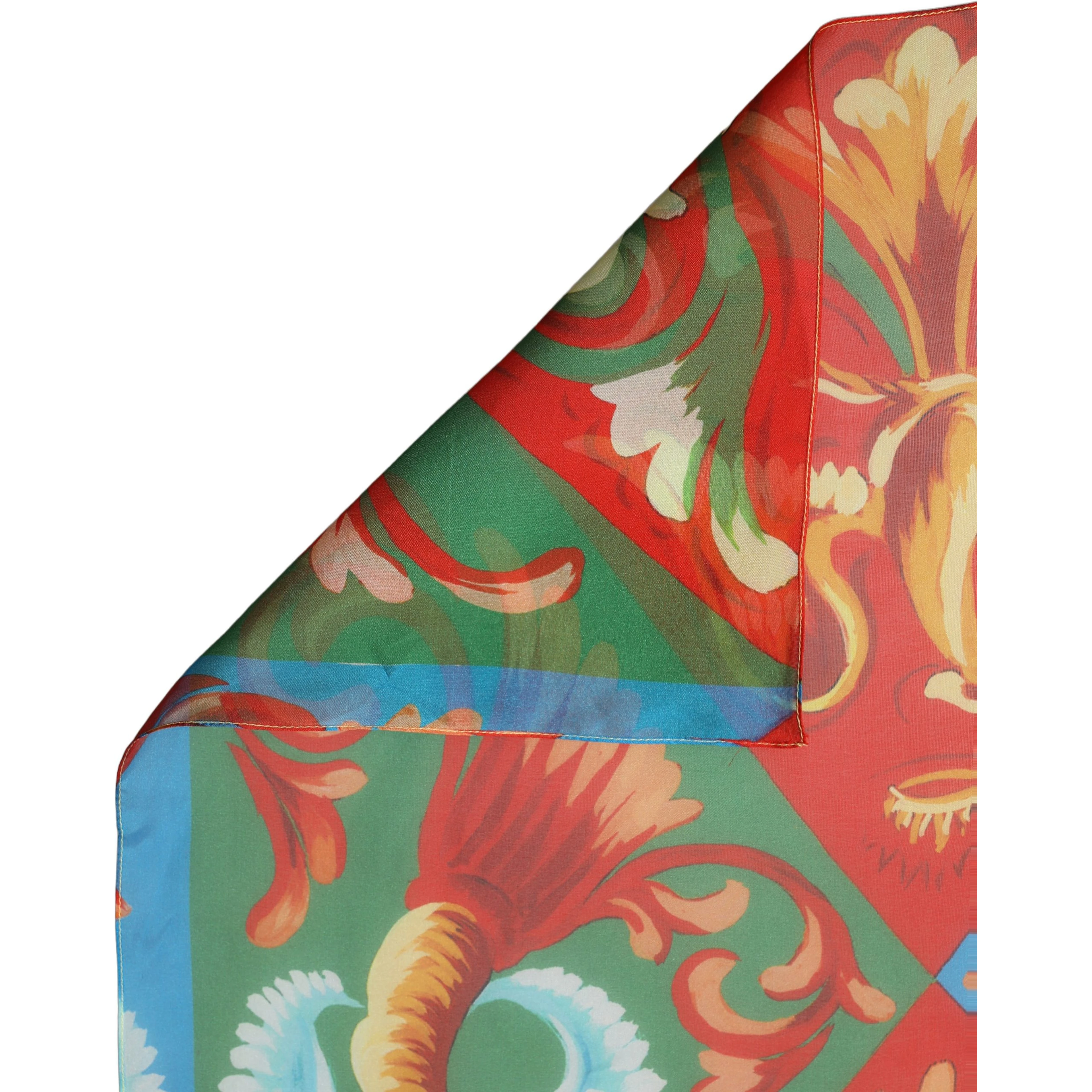 Multicolor Silk Printed Square Foulard Scarf