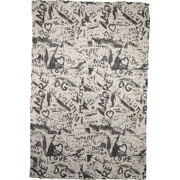 White Graffiti Logo Silk Shawl Stole Scarf