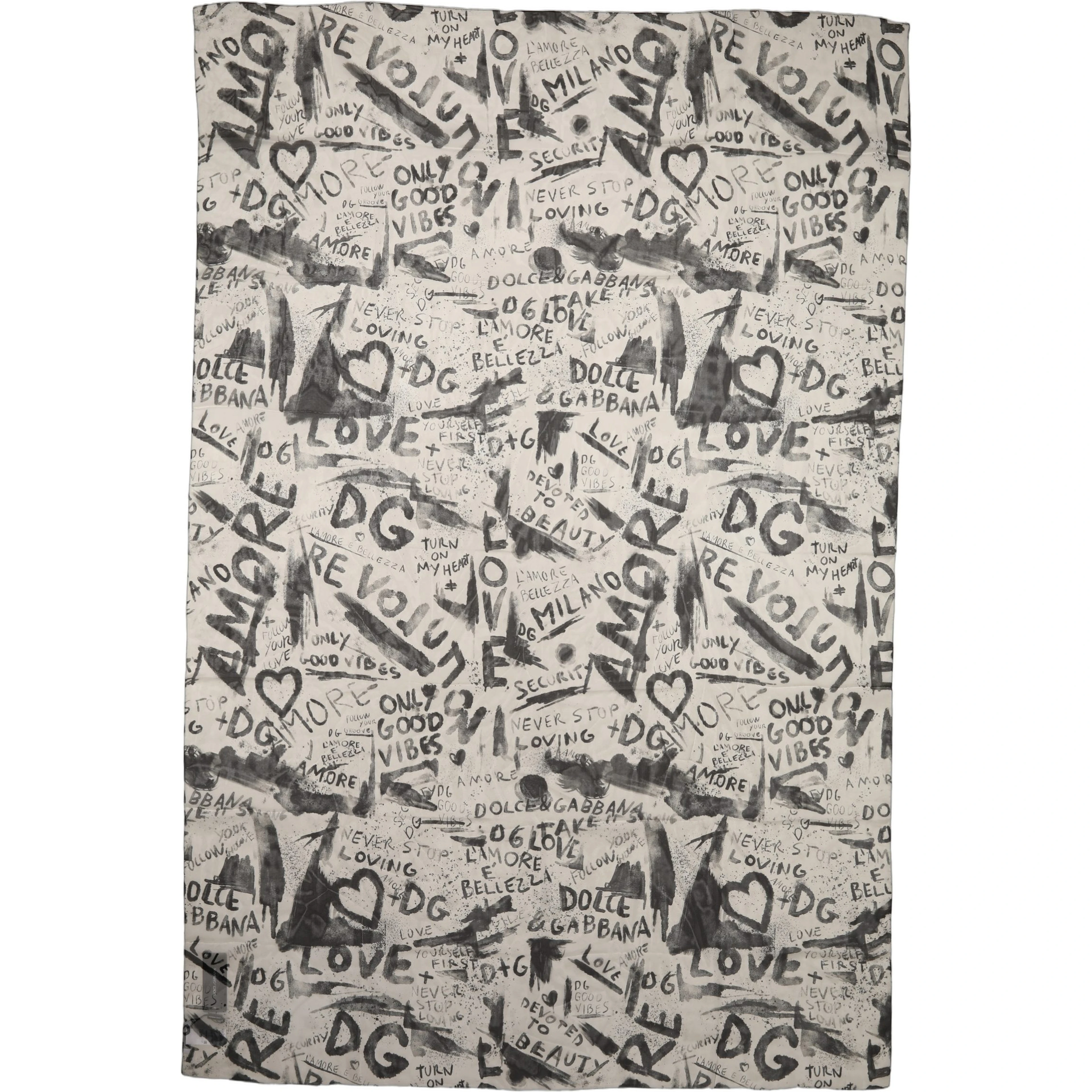 White Graffiti Logo Silk Shawl Stole Scarf