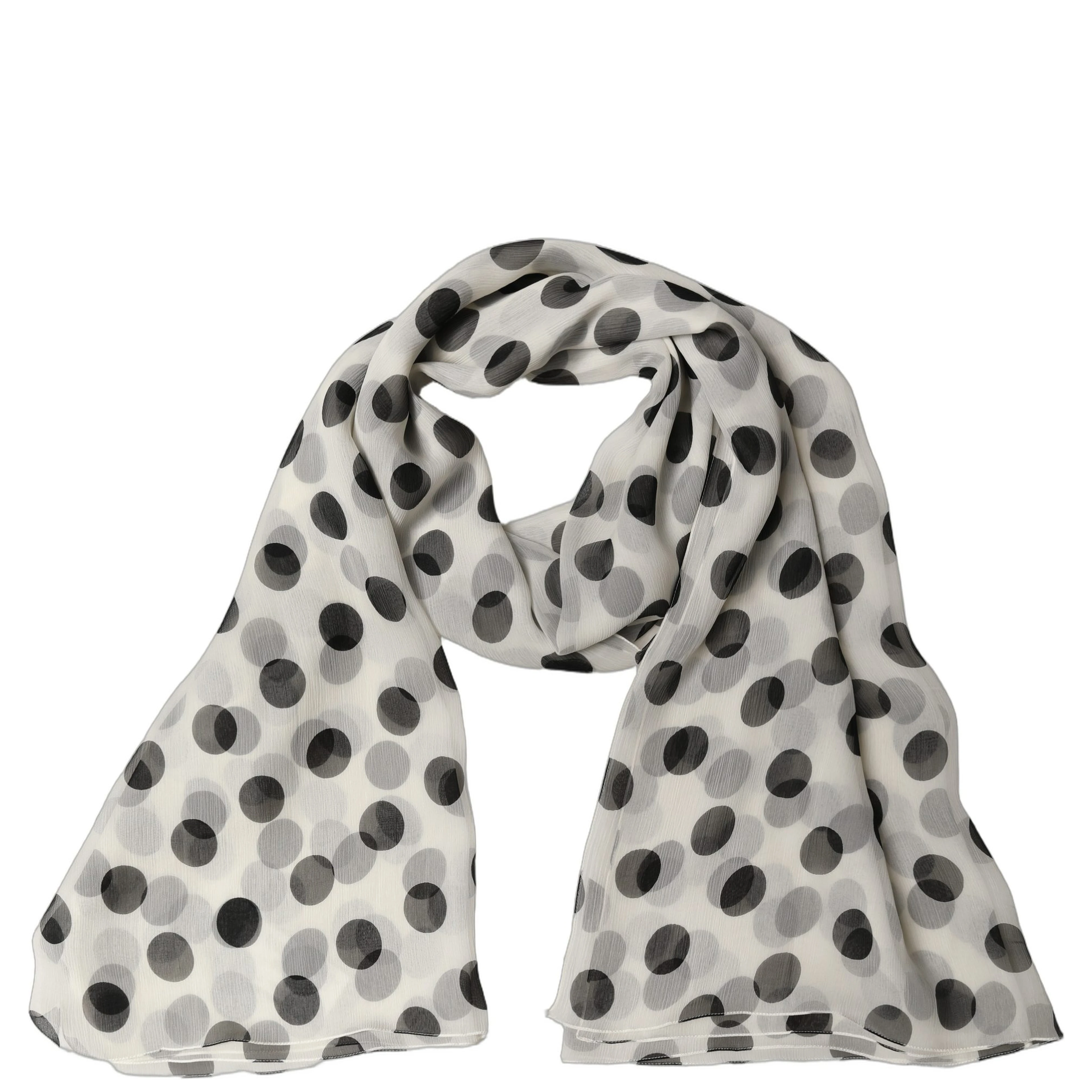 White Black Polka Dot Shawl Stole Scarf