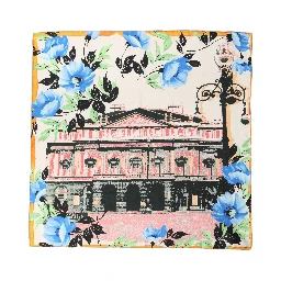 Multicolor Printed Silk Square Foulard Scarf