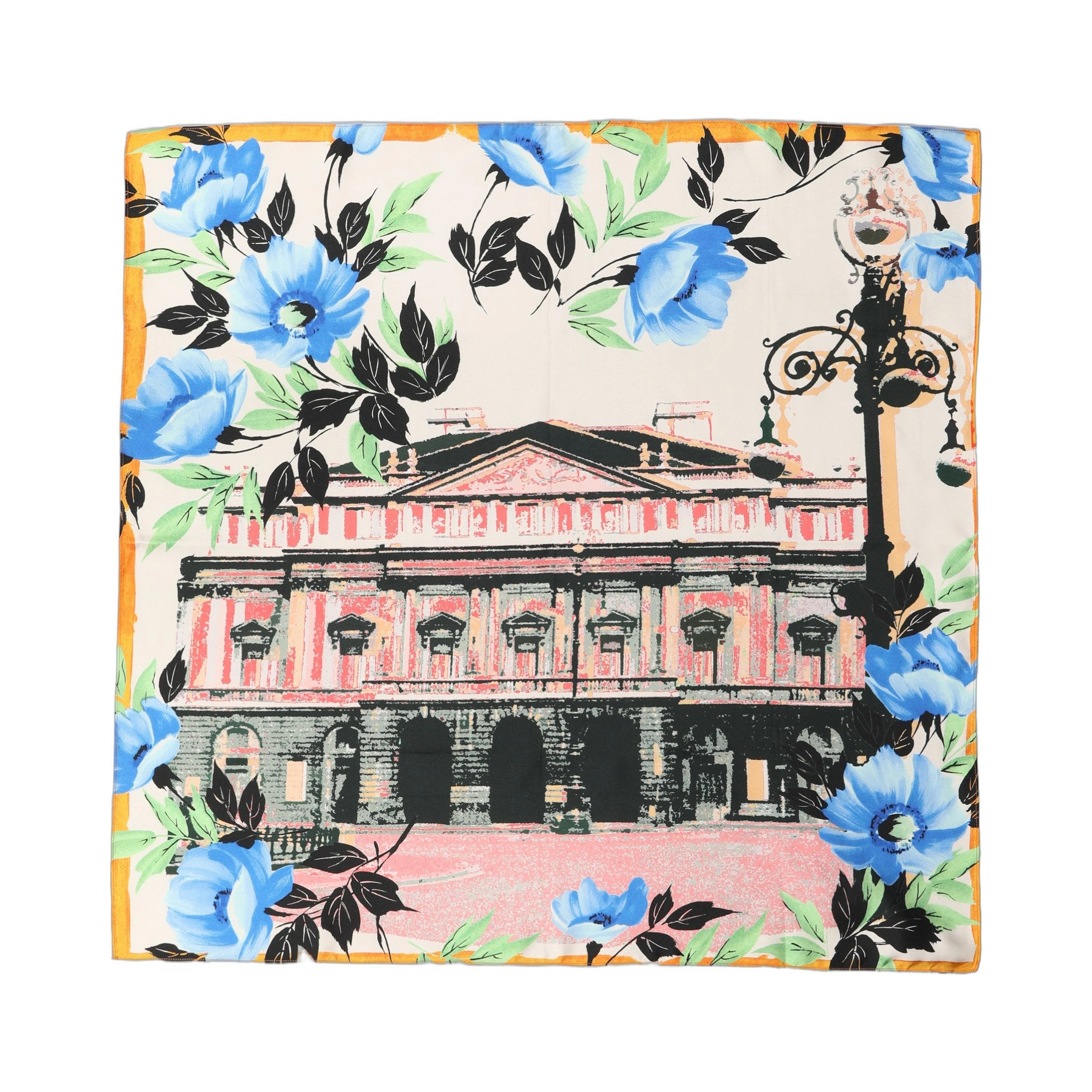 Multicolor Printed Silk Square Foulard Scarf
