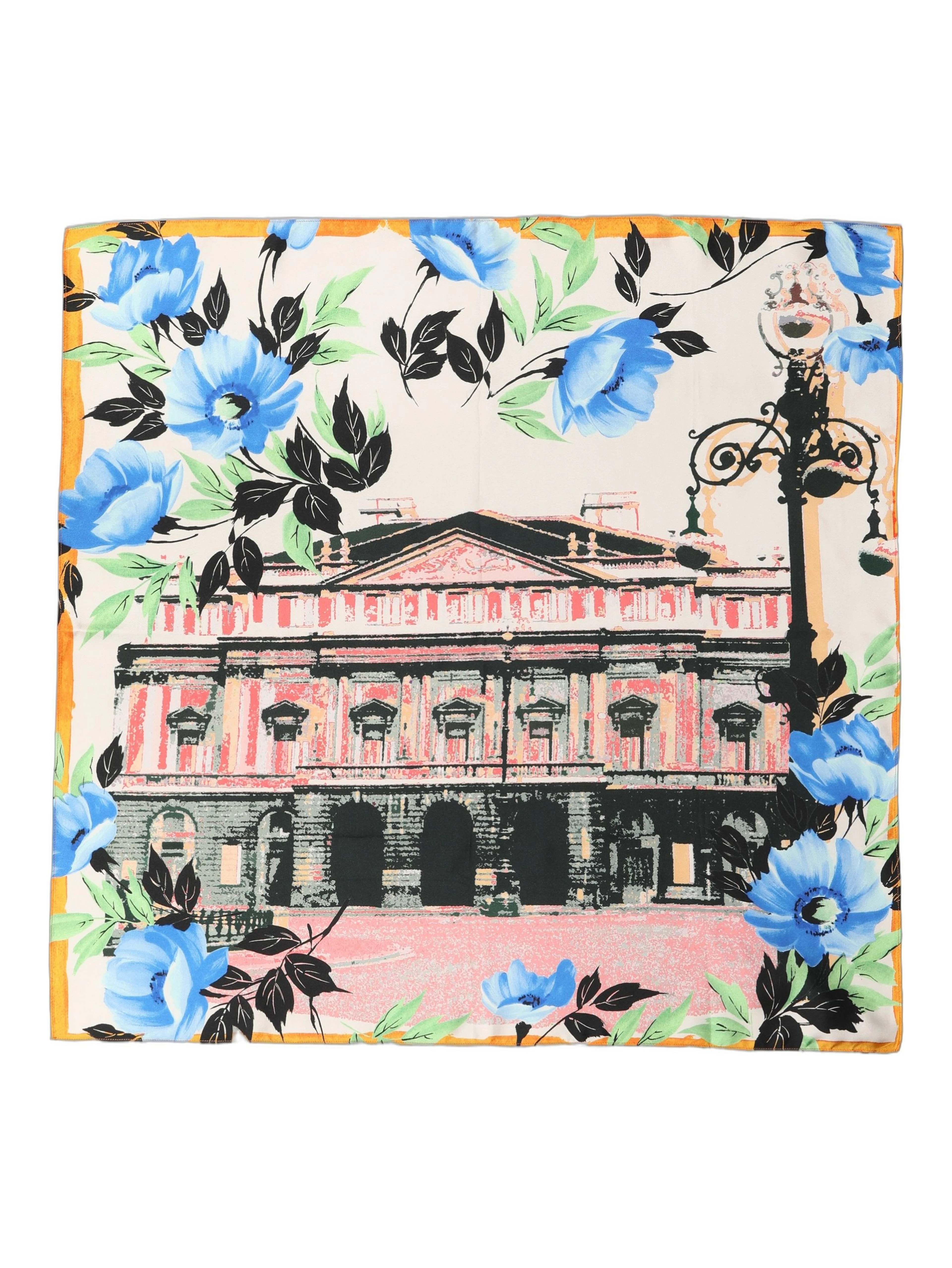 Multicolor Printed Silk Square Foulard Scarf