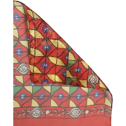 Red Silk Geometric Print Shawl Stole Scarf