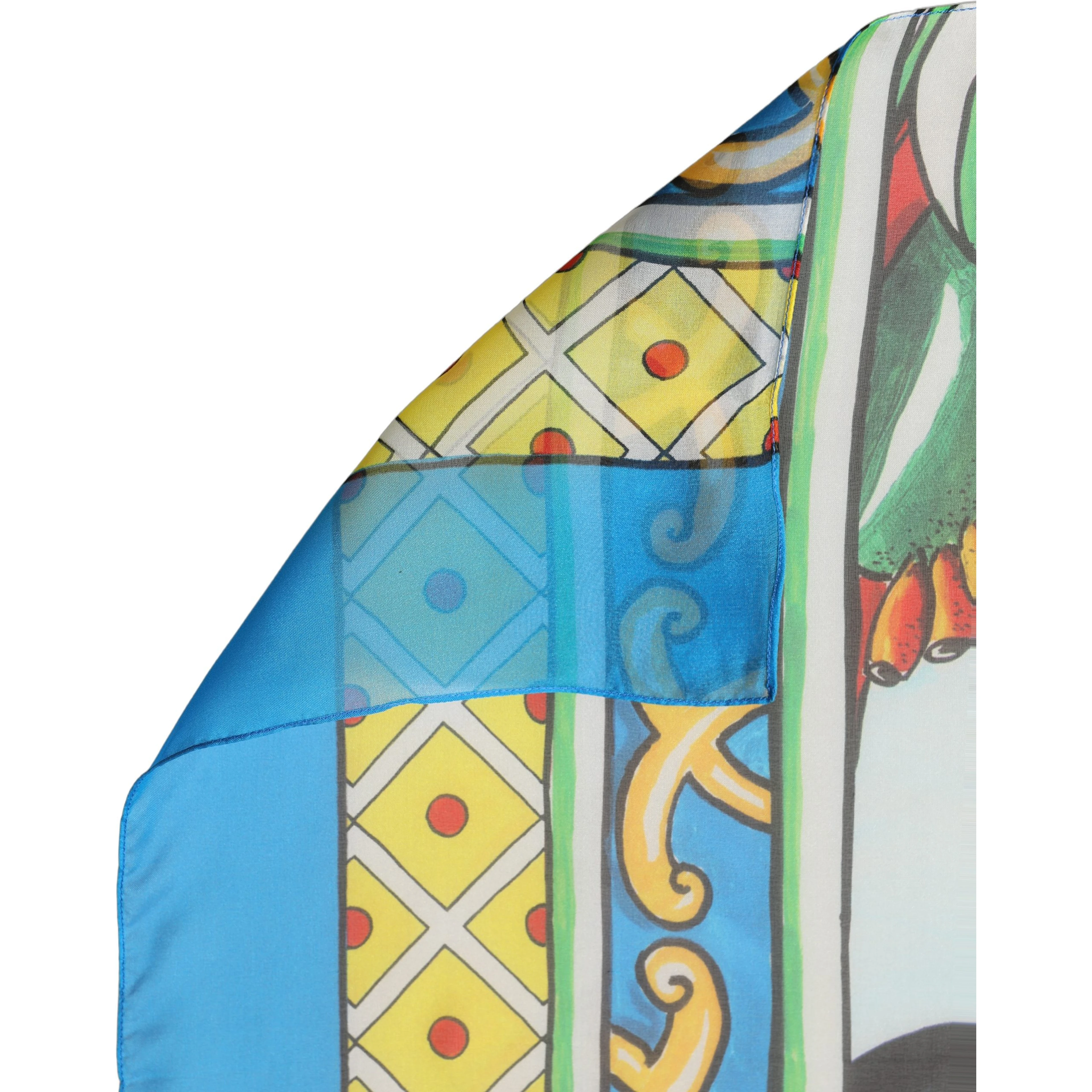 Multicolor Silk Printed Square Foulard Scarf