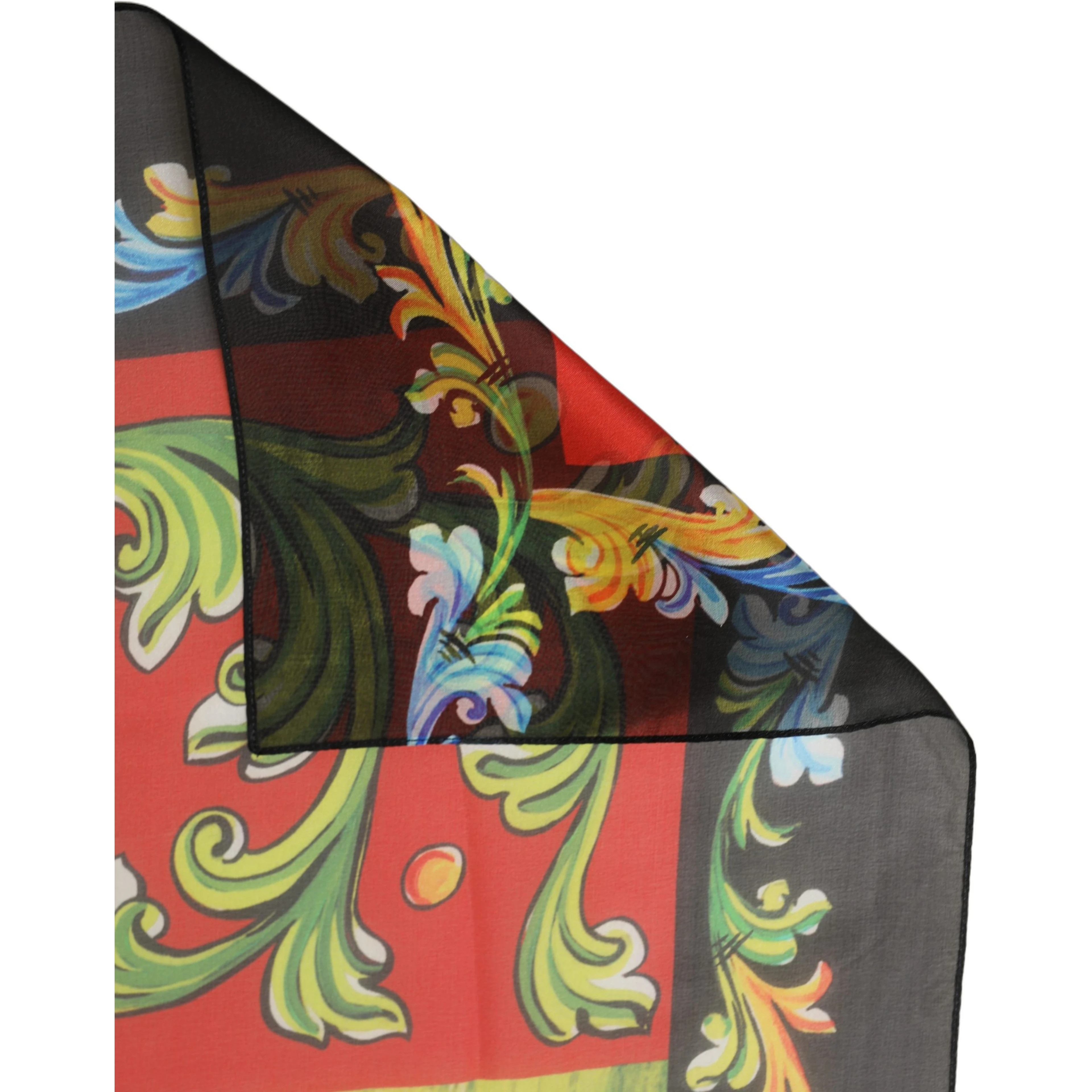 Dark Gray Silk Scenery Print Foulard Scarf