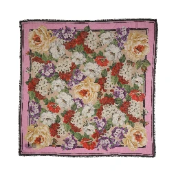 Multicolor Floral Cashmere Foulard Scarf