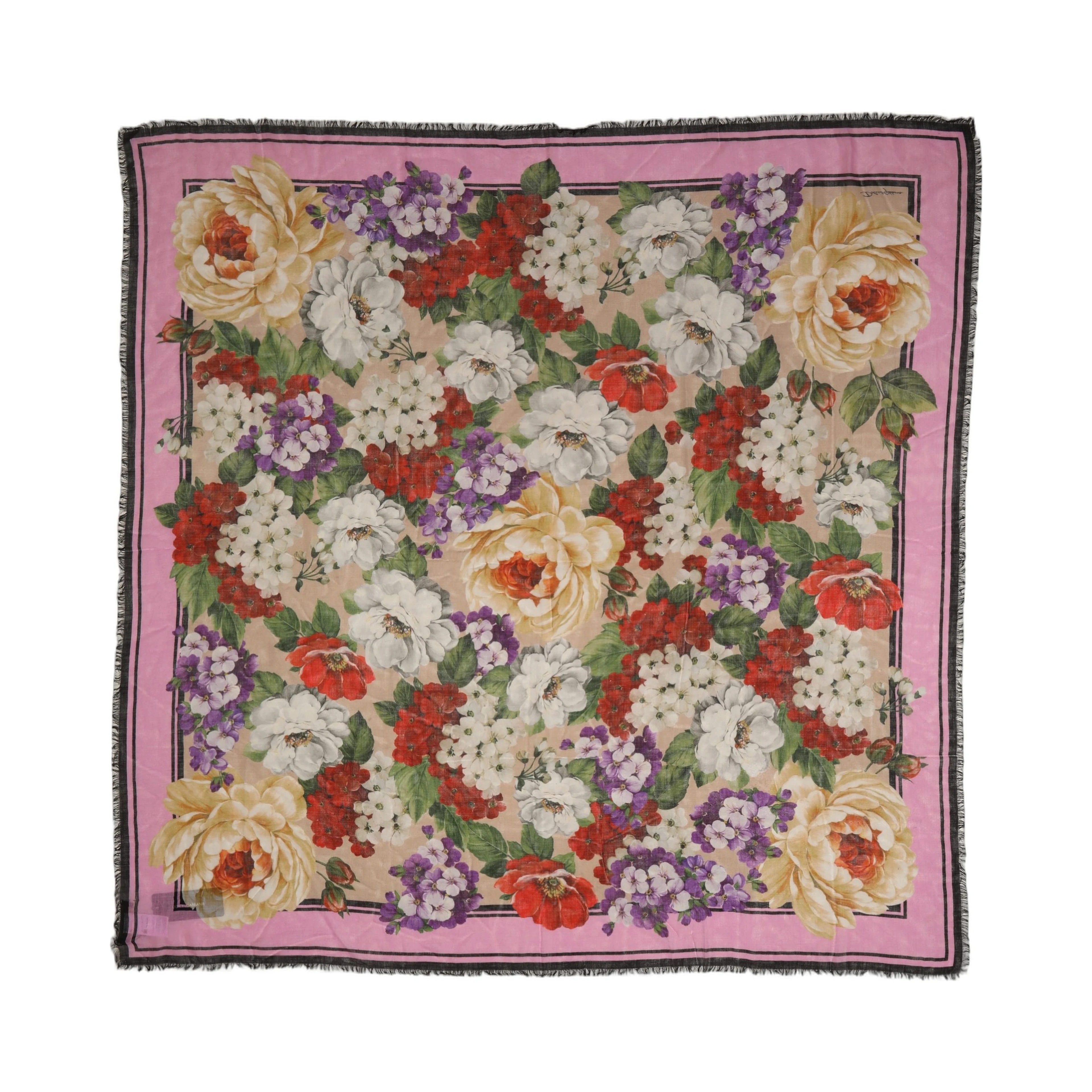 Multicolor Floral Cashmere Foulard Scarf