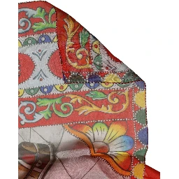 Red Silk Historical Print Foulard Scarf