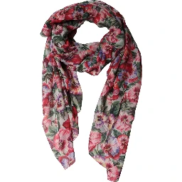 Multicolor Floral Cotton Lace Stole Scarf
