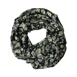 Black Floral Daisy Square Foulard Scarf