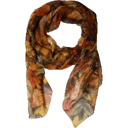 Multicolor Leaf Print Silk Shawl Stole Scarf