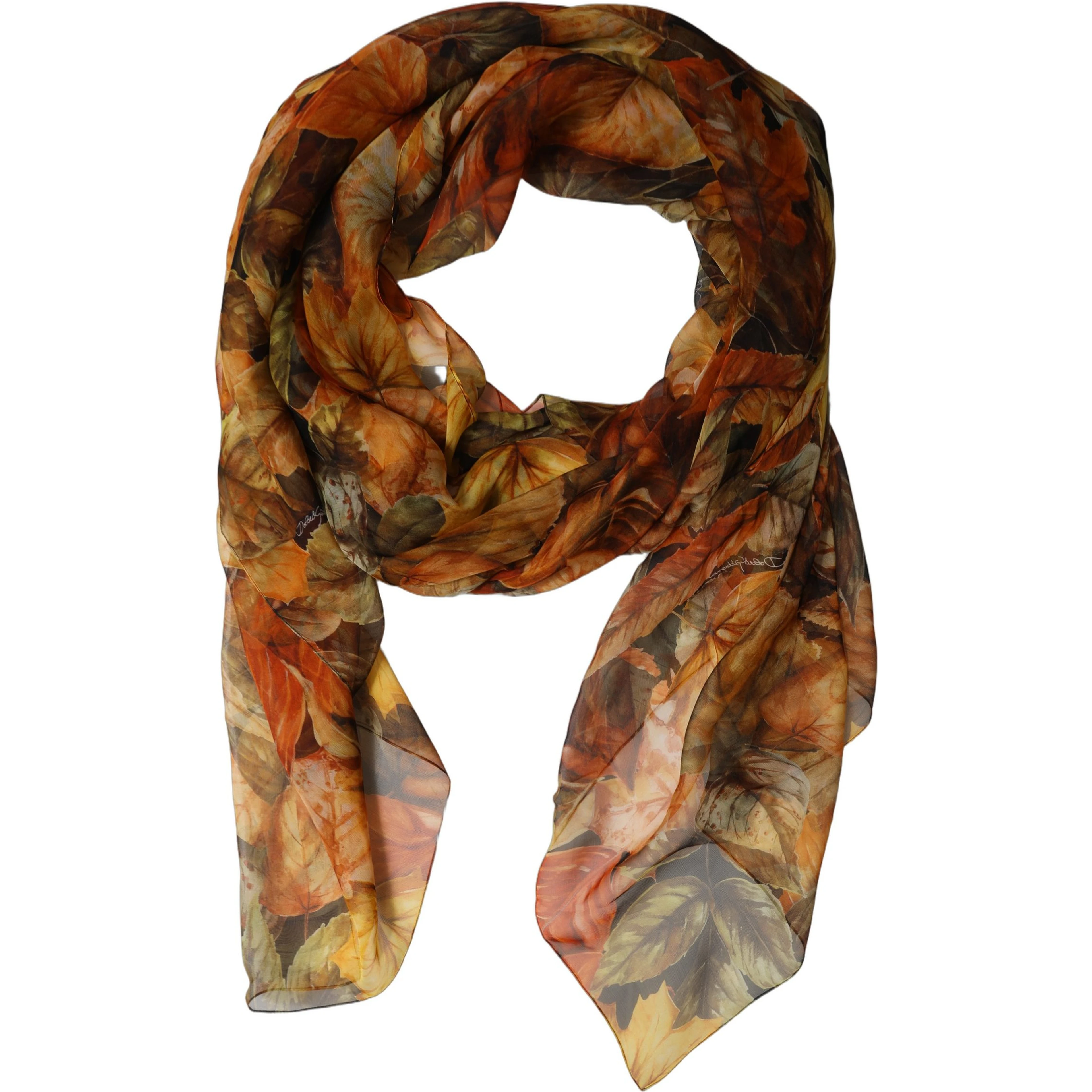 Multicolor Leaf Print Silk Shawl Stole Scarf