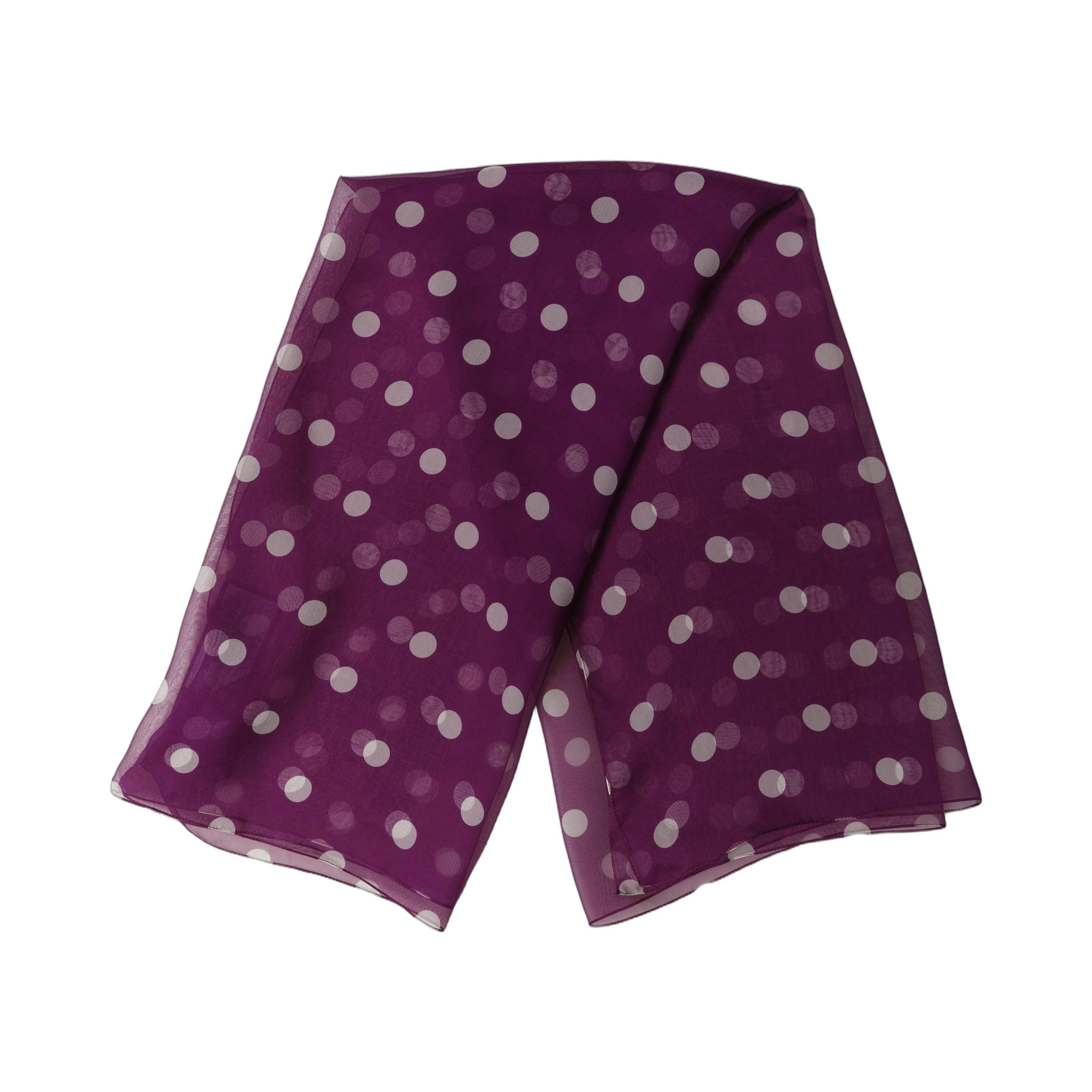 Purple White Polka Dot Square Foulard Scarf