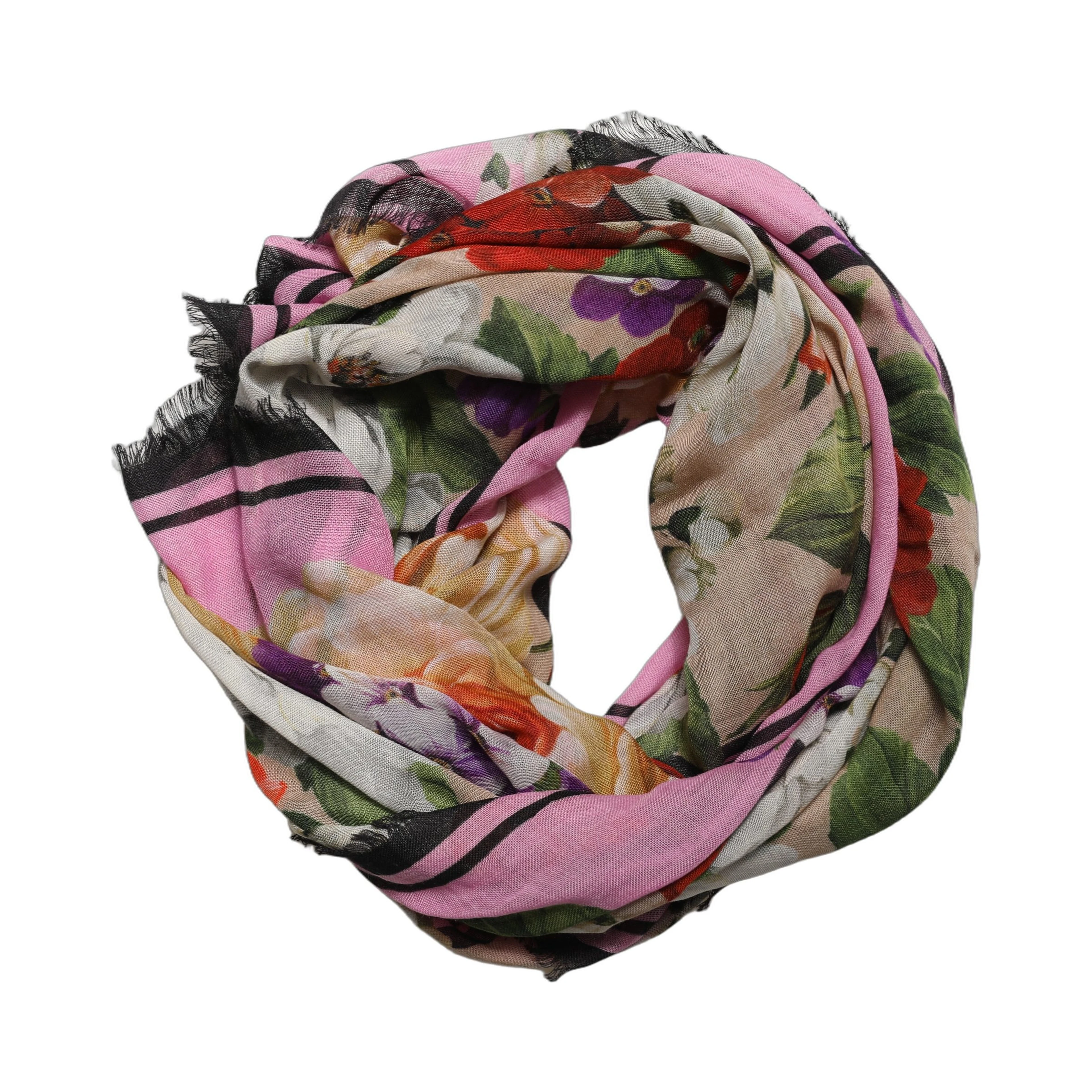 Multicolor Floral Cashmere Foulard Scarf