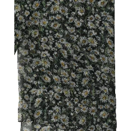 Black Silk Daisy Chiffon Long Stole Scarf