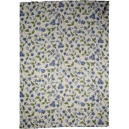 White Blue Floral Polyester Stole Scarf