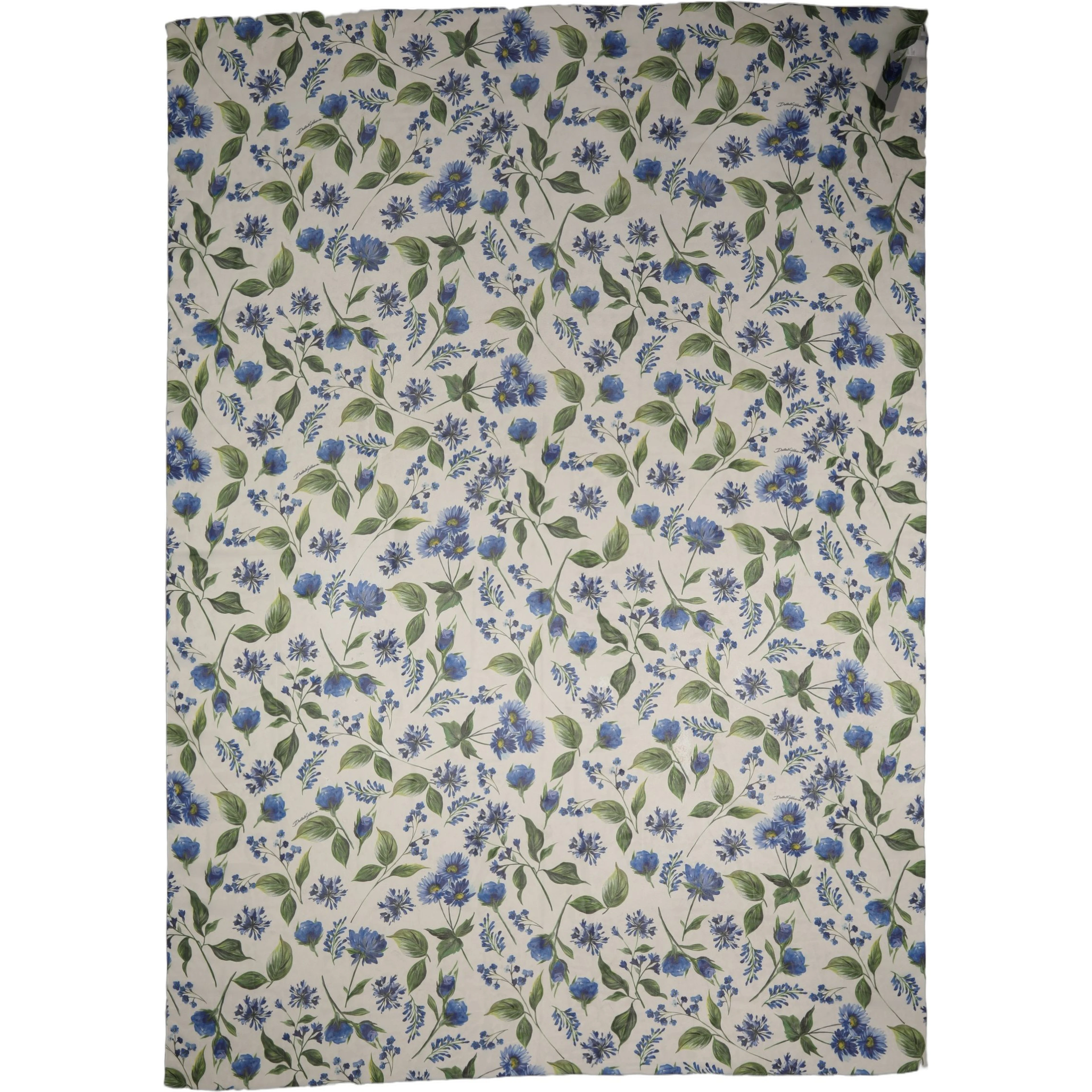 White Blue Floral Polyester Stole Scarf