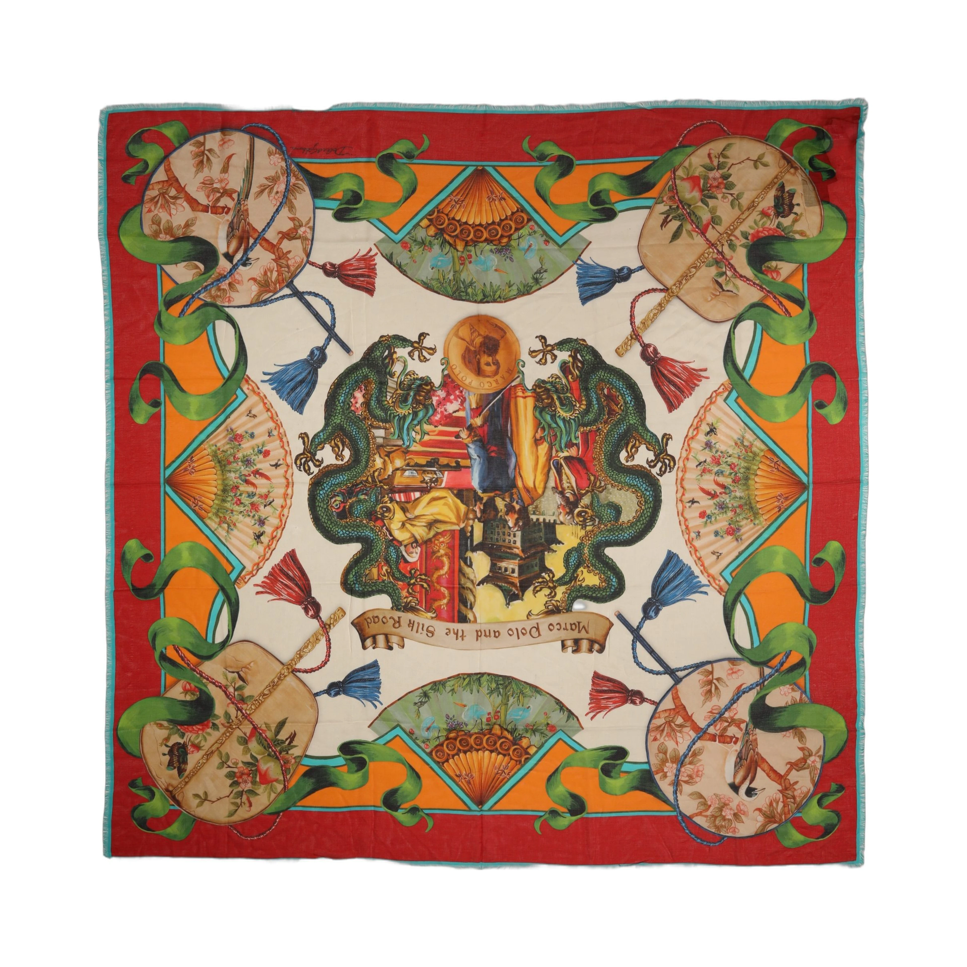 Multicolor Marco Polo Motifs Shawl Scarf