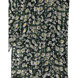 Black Silk Daisy Chiffon Long Stole Scarf