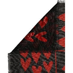Black Red Cashmere Hearts Print Stole Scarf