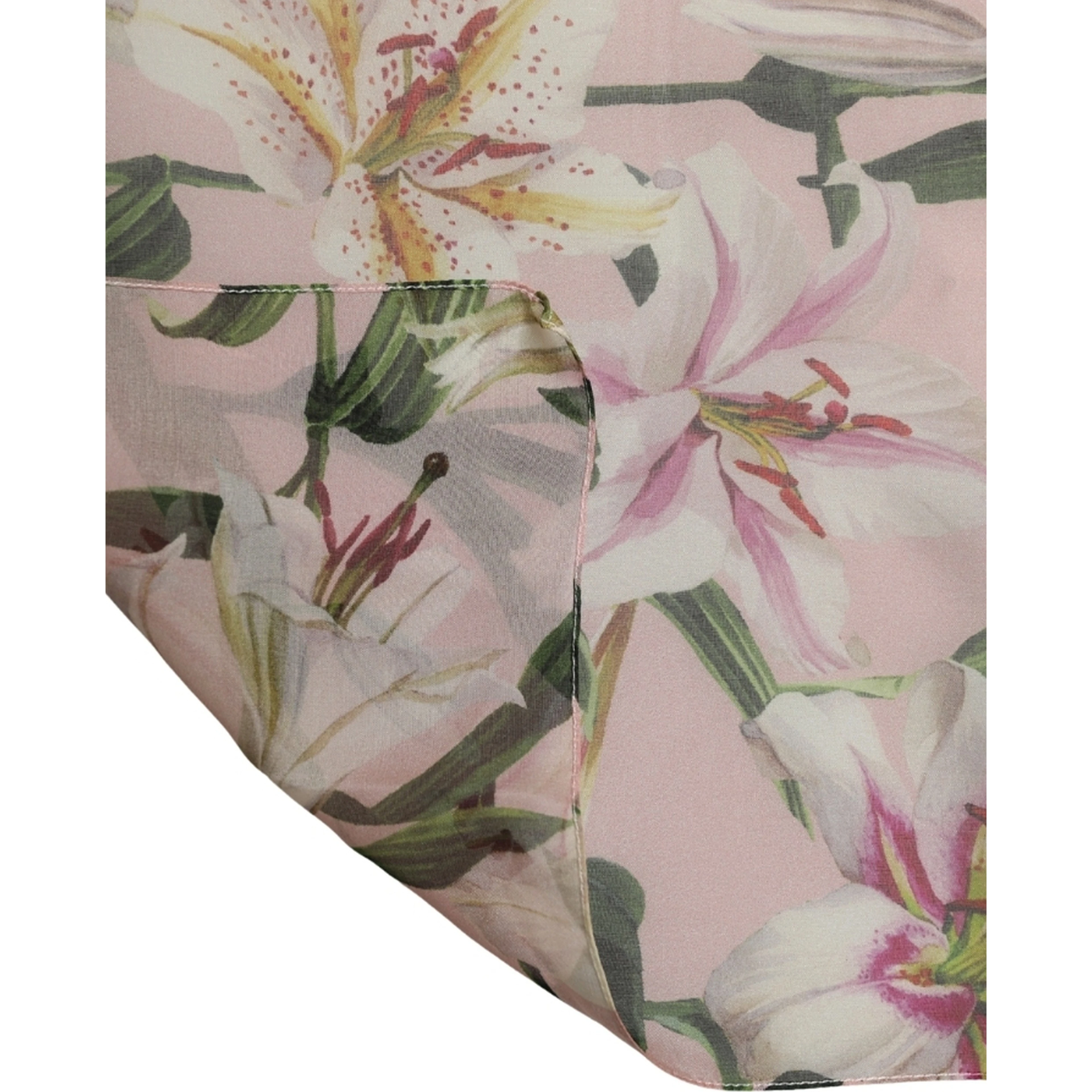 Pink Silk Floral Chiffon Long Stole Scarf