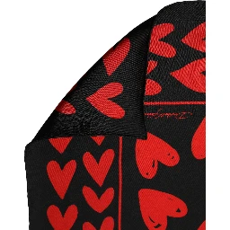 Black Red Silk Hearts Square Foulard Scarf