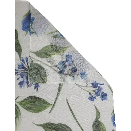 White Blue Floral Polyester Stole Scarf