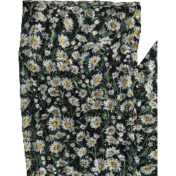 Black Floral Daisy Square Foulard Scarf