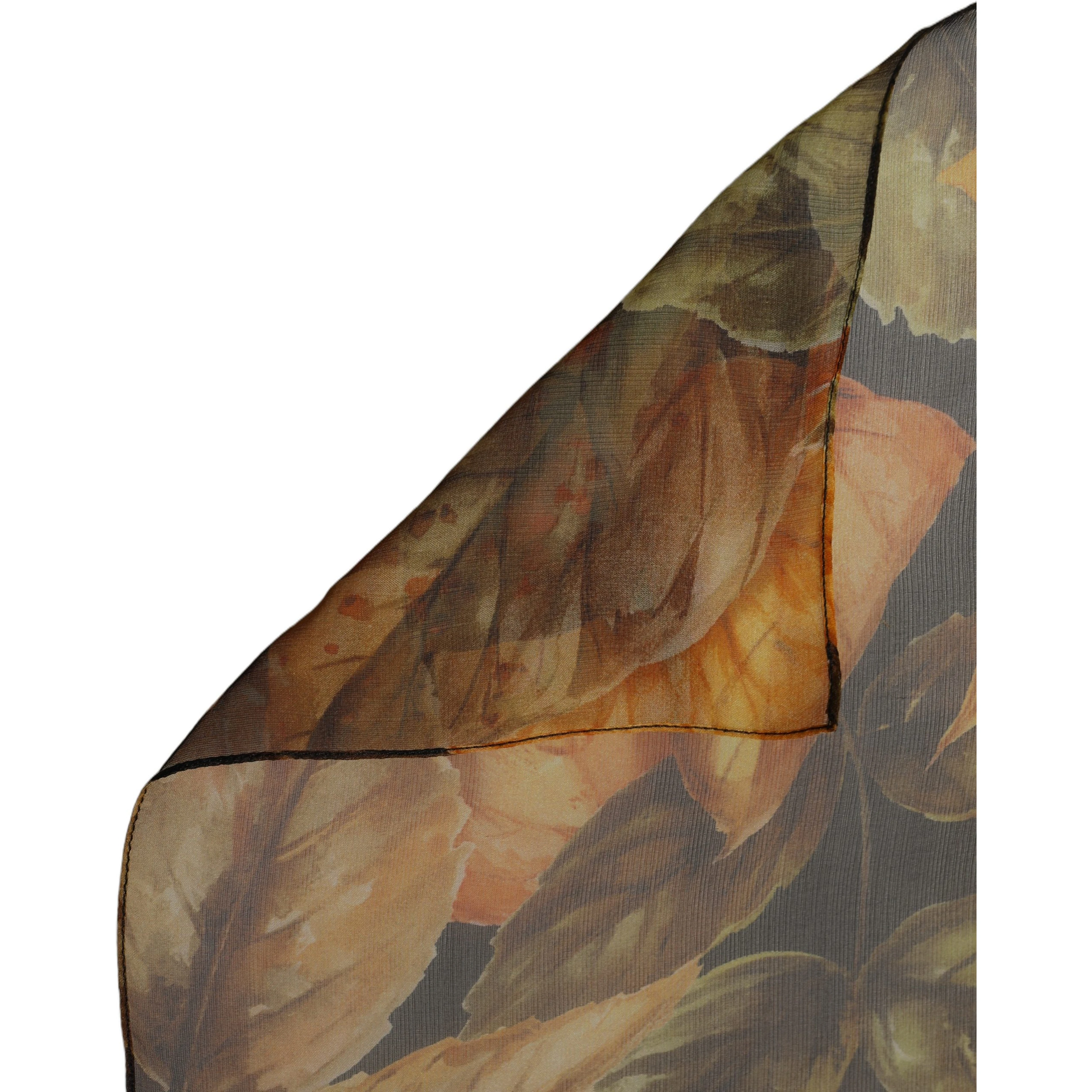 Multicolor Leaf Print Silk Shawl Stole Scarf