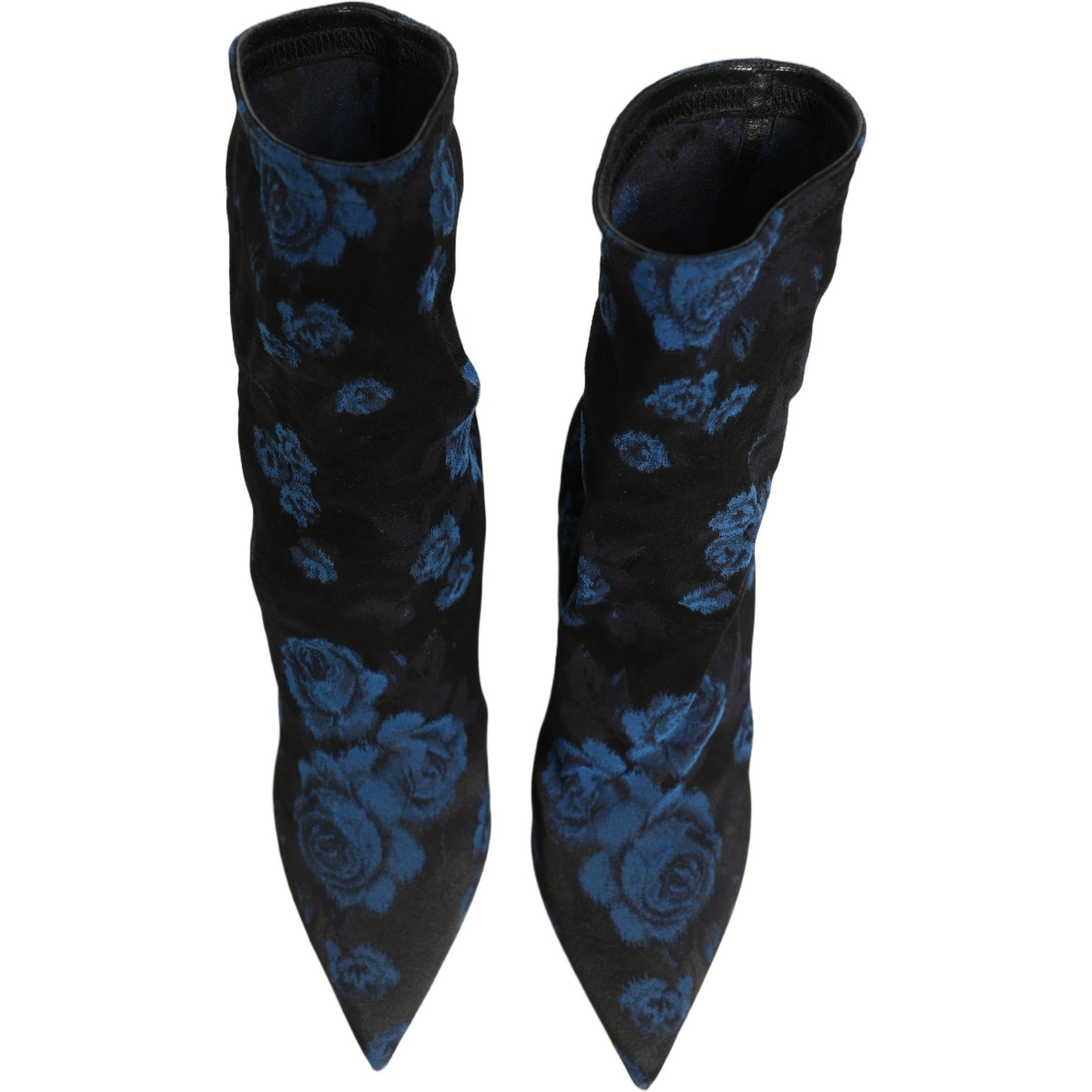 Black Blue Floral Stretch Sock Boots Shoes