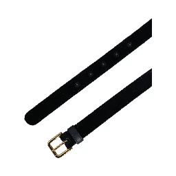 Dark Blue Velvet Gold Tone Metal Buckle Belt