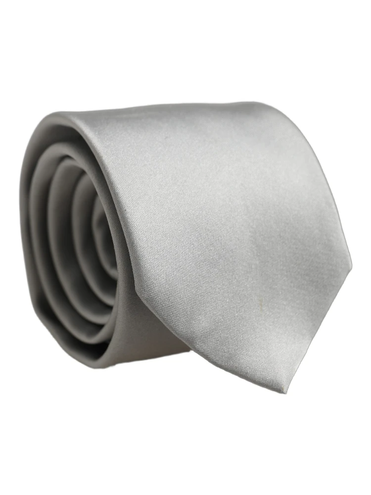 Gray Satin 100% Silk Adjustable Tied Men Necktie Tie