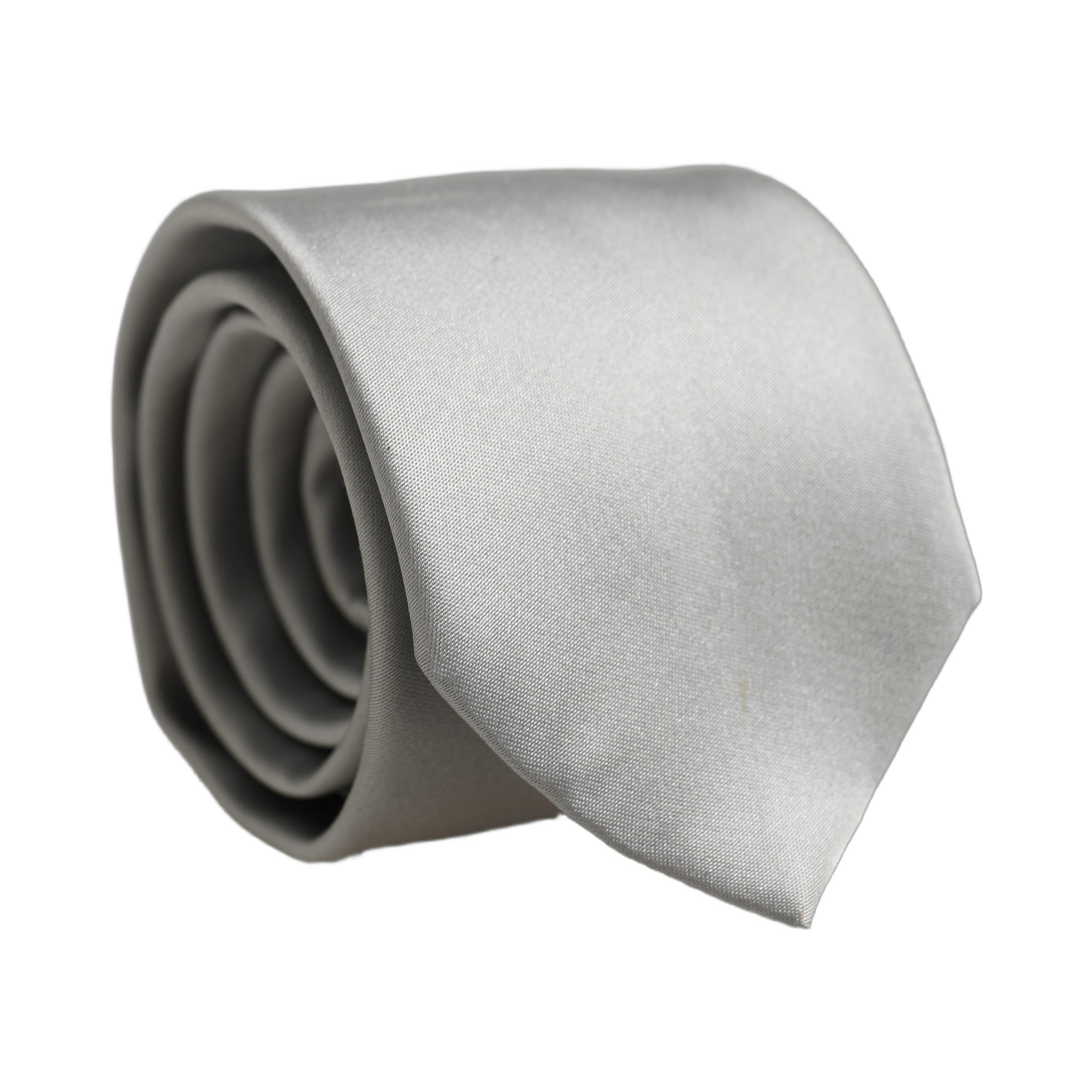 Gray Satin 100% Silk Adjustable Tied Men Necktie Tie