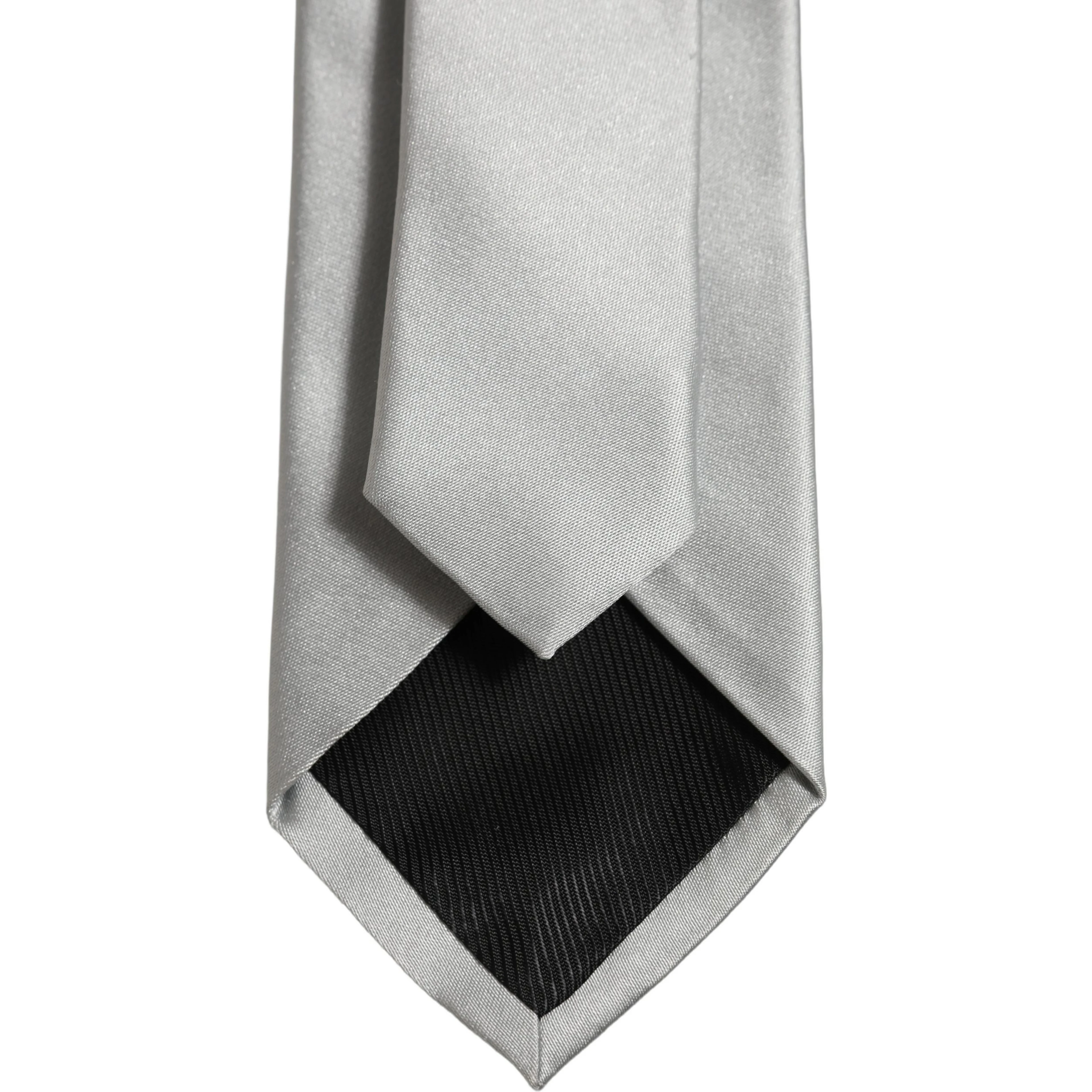Gray Satin 100% Silk Adjustable Tied Men Necktie Tie
