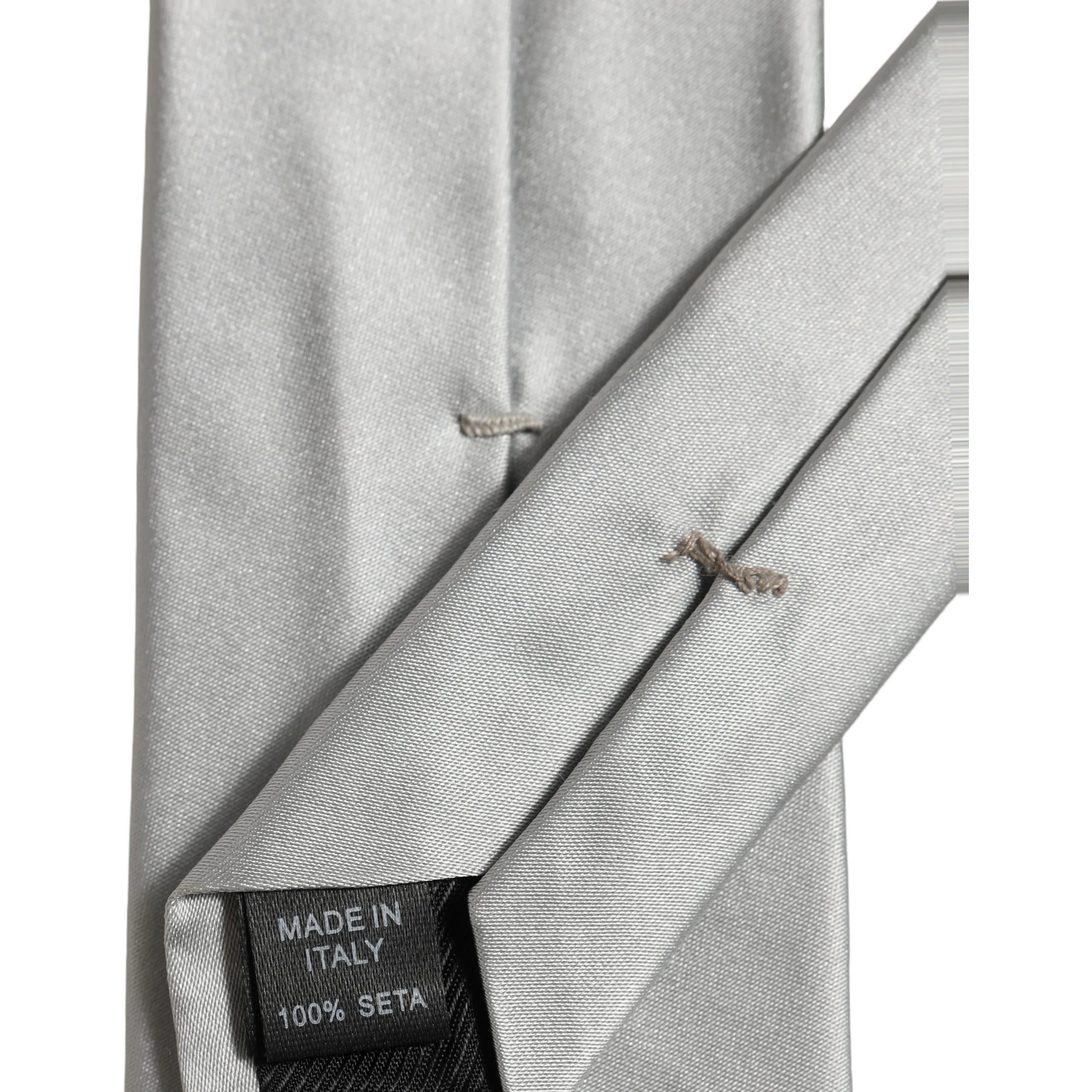 Gray Satin 100% Silk Adjustable Tied Men Necktie Tie