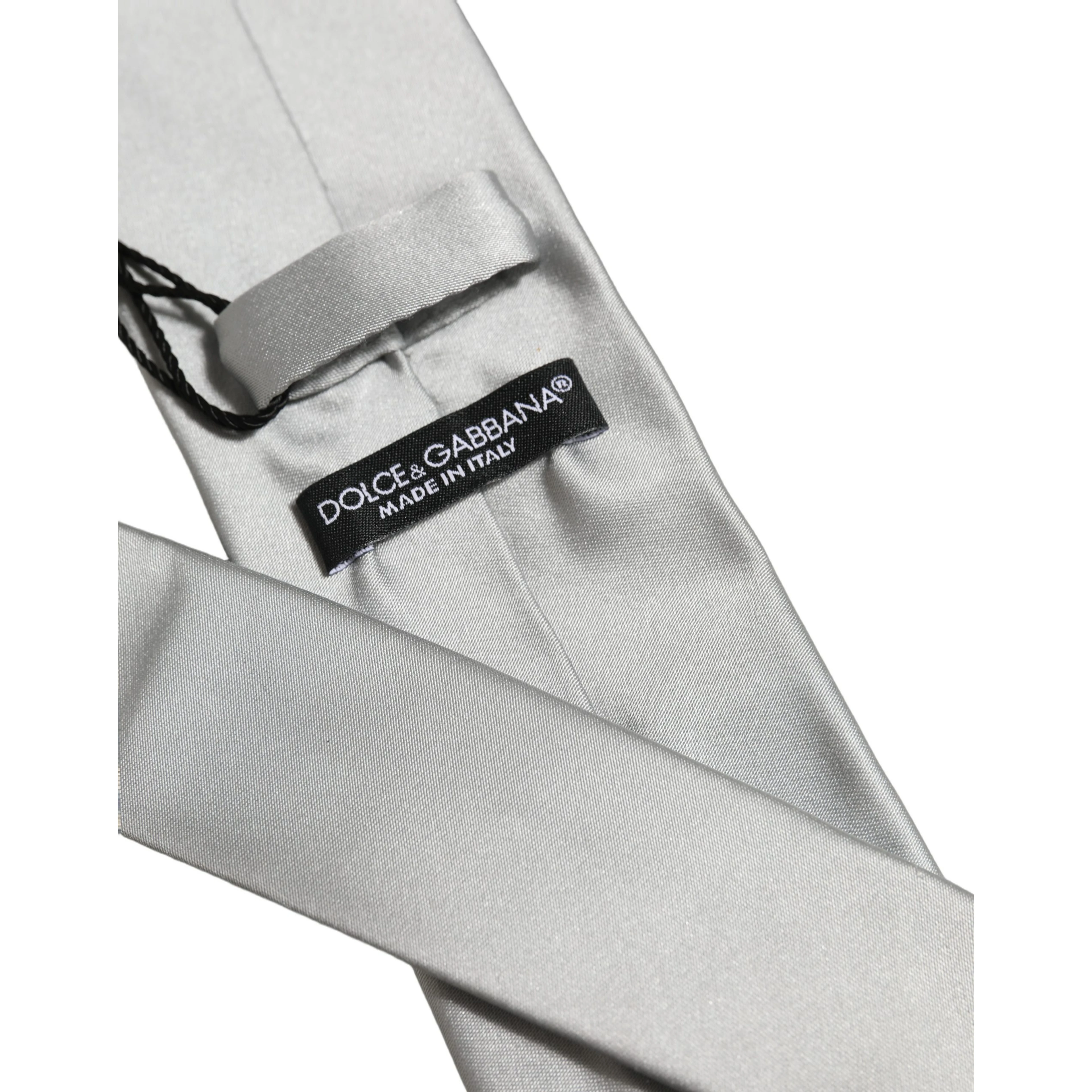 Gray Satin 100% Silk Adjustable Tied Men Necktie Tie