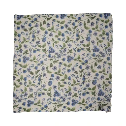 White Blue Floral Square Foulard Scarf