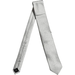 Gray Satin 100% Silk Adjustable Tied Men Necktie Tie