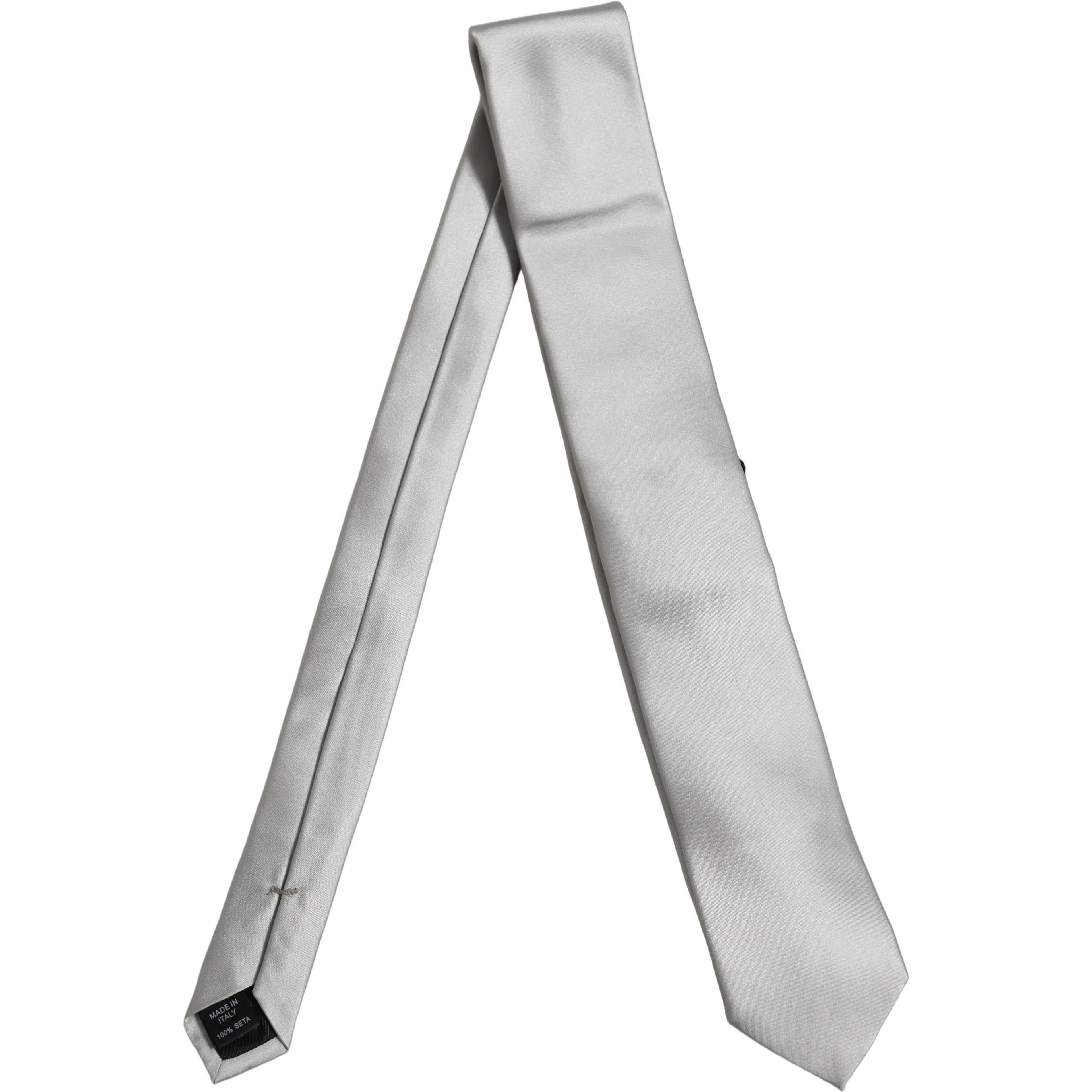 Gray Satin 100% Silk Adjustable Tied Men Necktie Tie