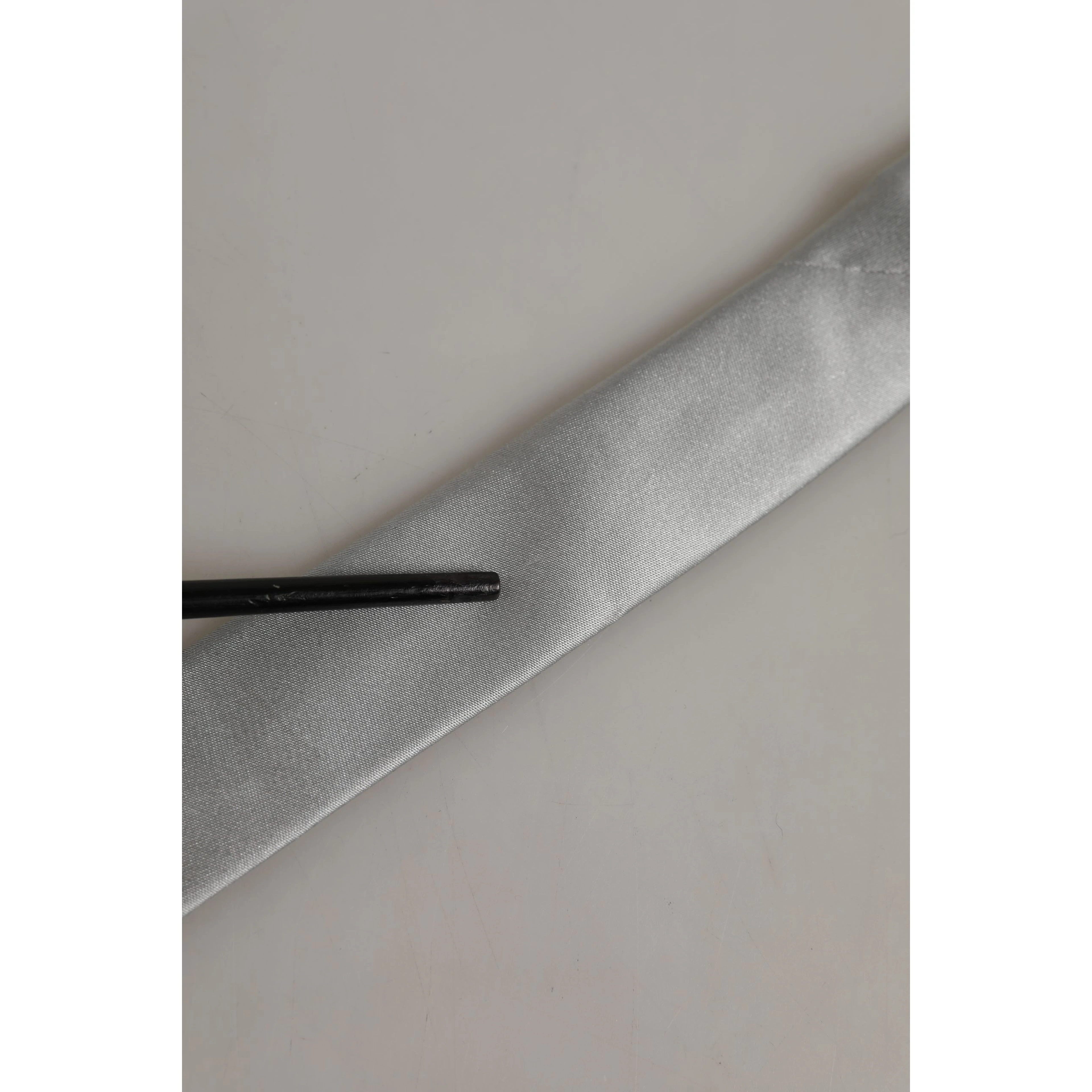Gray Satin 100% Silk Adjustable Tied Men Necktie Tie