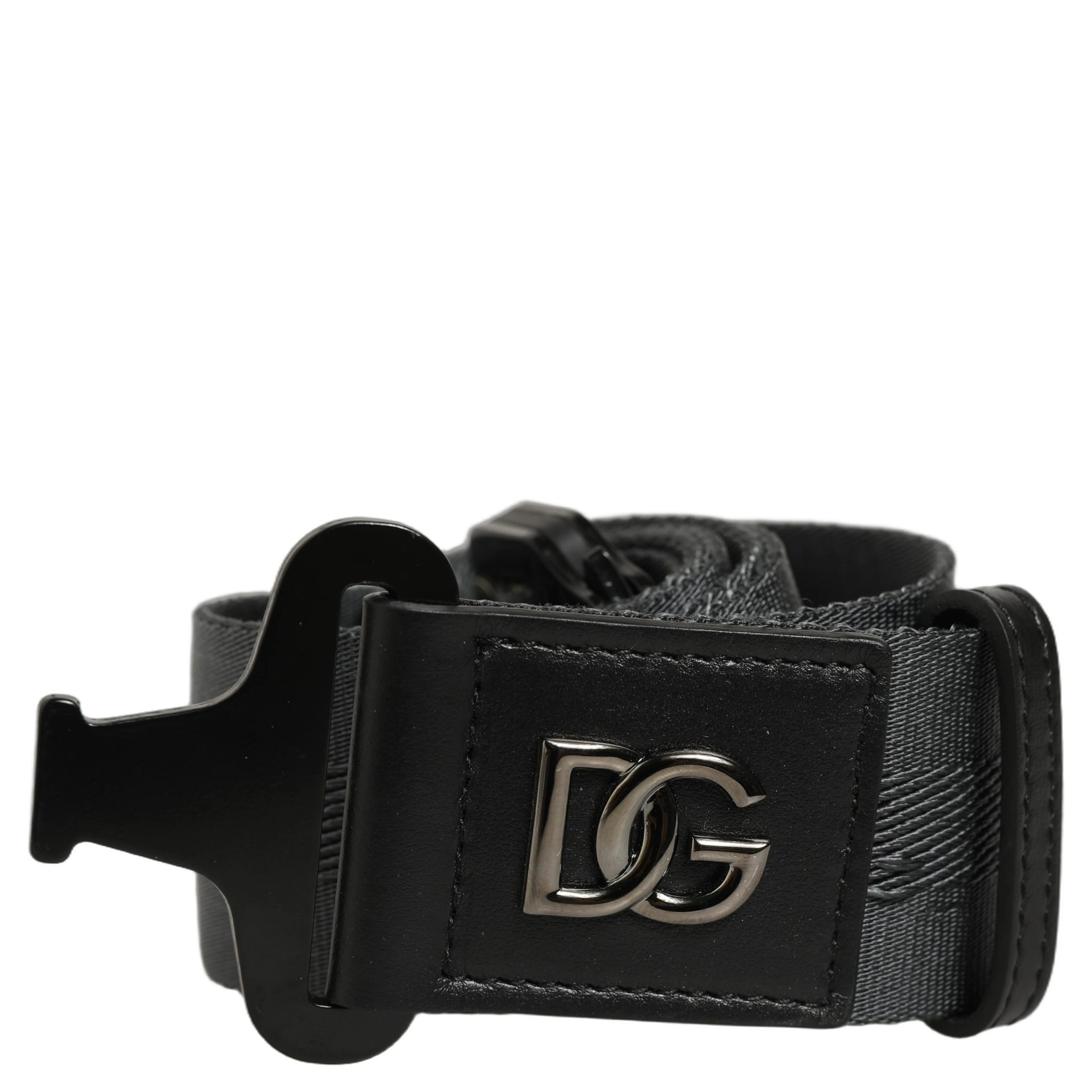 Men Gray Fabric Strap Logo Metal Buckle Belt